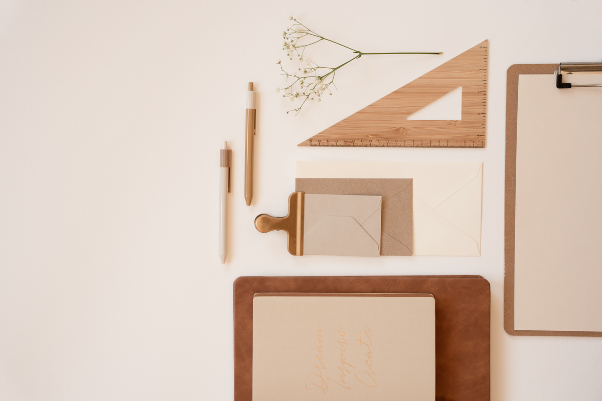 Elegant Office Flatlay of Office Supplies